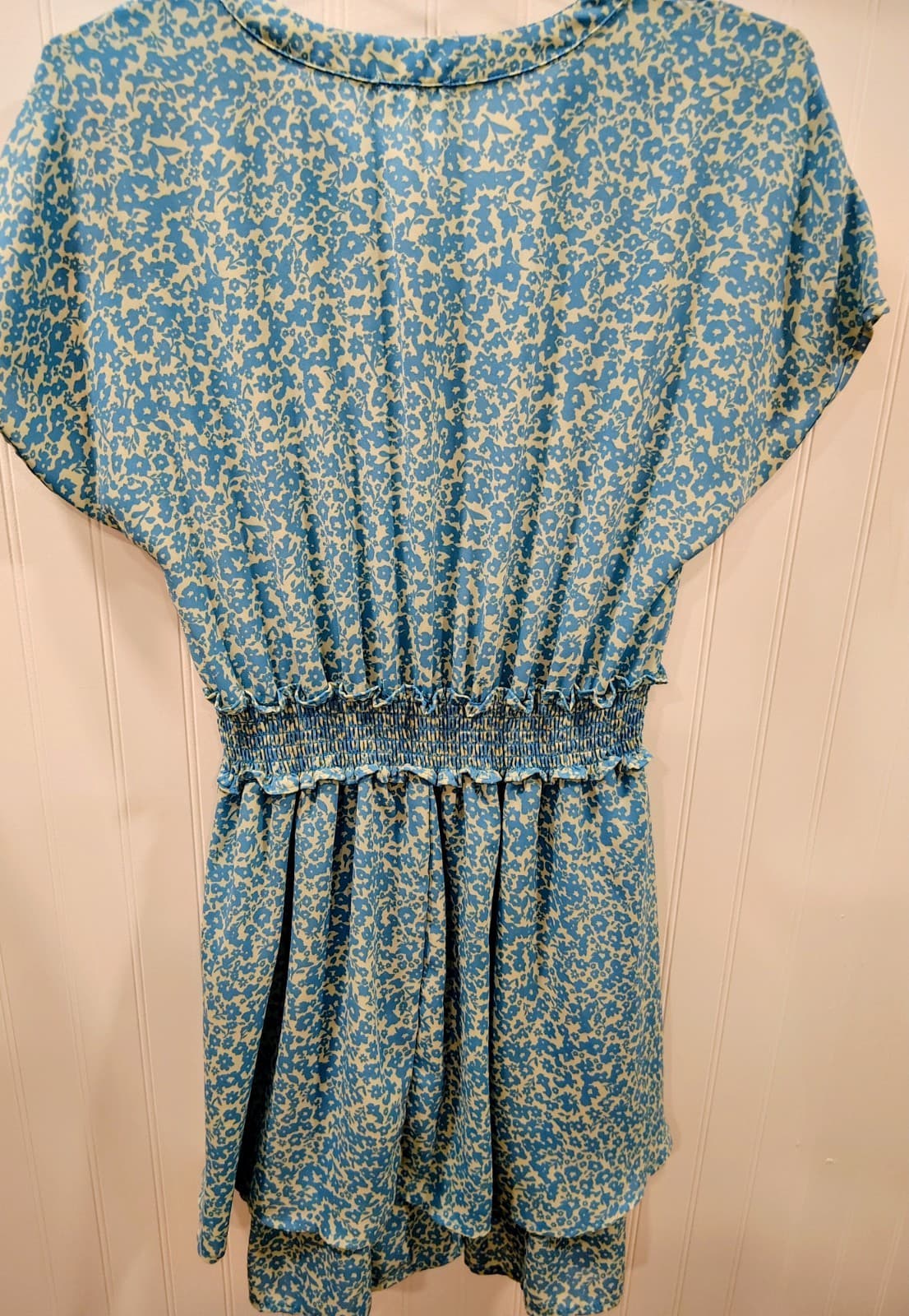 Sienna Sky blue and white floral Smocked Summer dress, Women's Medium - Thumbnail 2