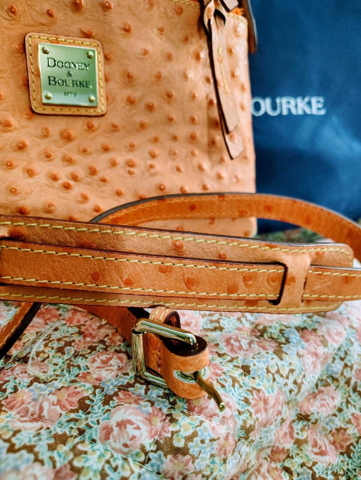 DOONEY & BOURKE Ostrich Leather Double Zip Crossbody Bag, Dust Bag - Thumbnail 3