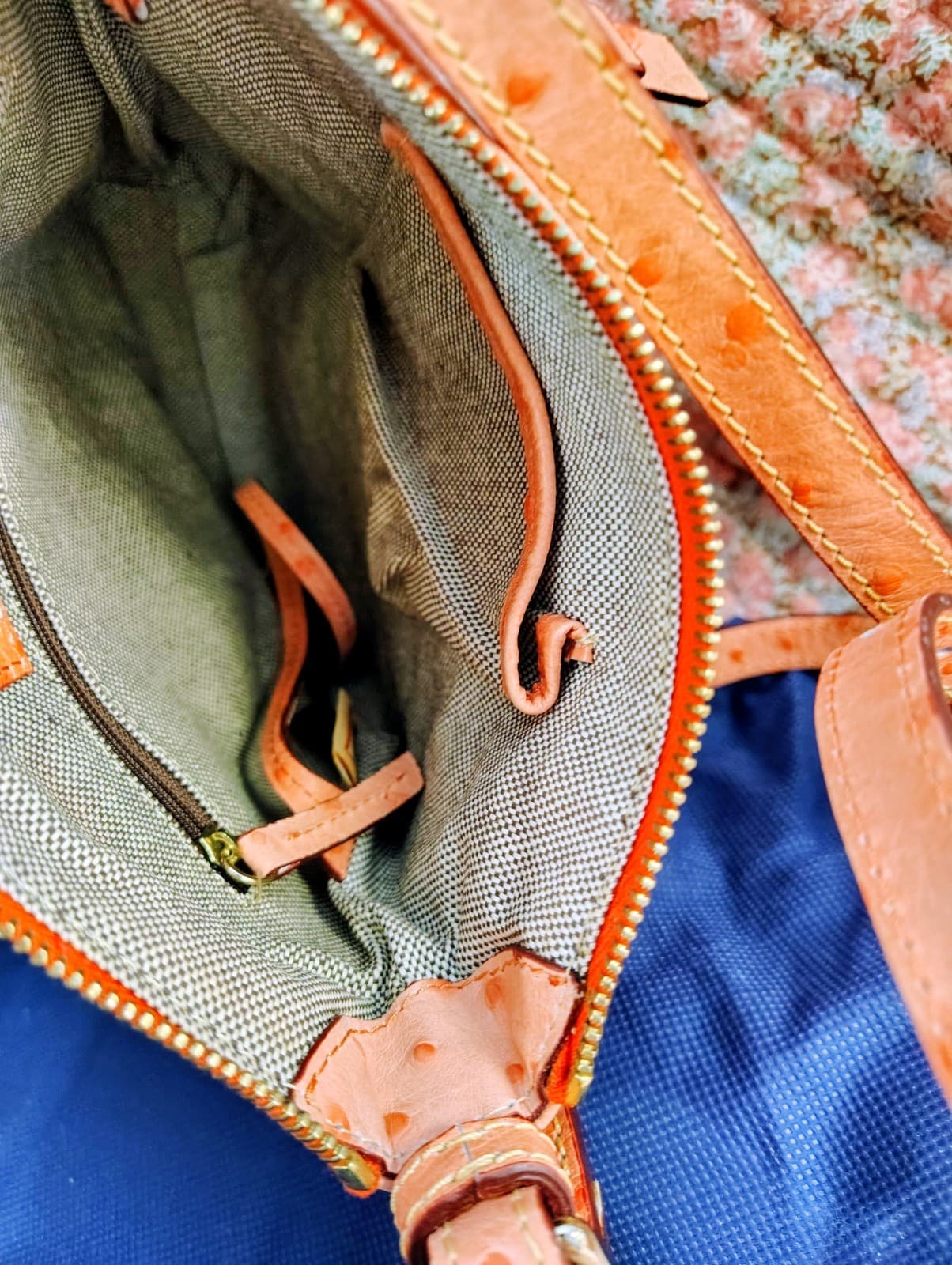 DOONEY & BOURKE Ostrich Leather Double Zip Crossbody Bag, Dust Bag - Thumbnail 14