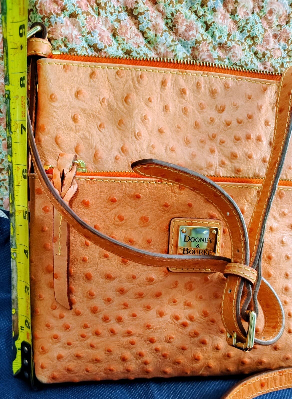 DOONEY & BOURKE Ostrich Leather Double Zip Crossbody Bag, Dust Bag - Thumbnail 15