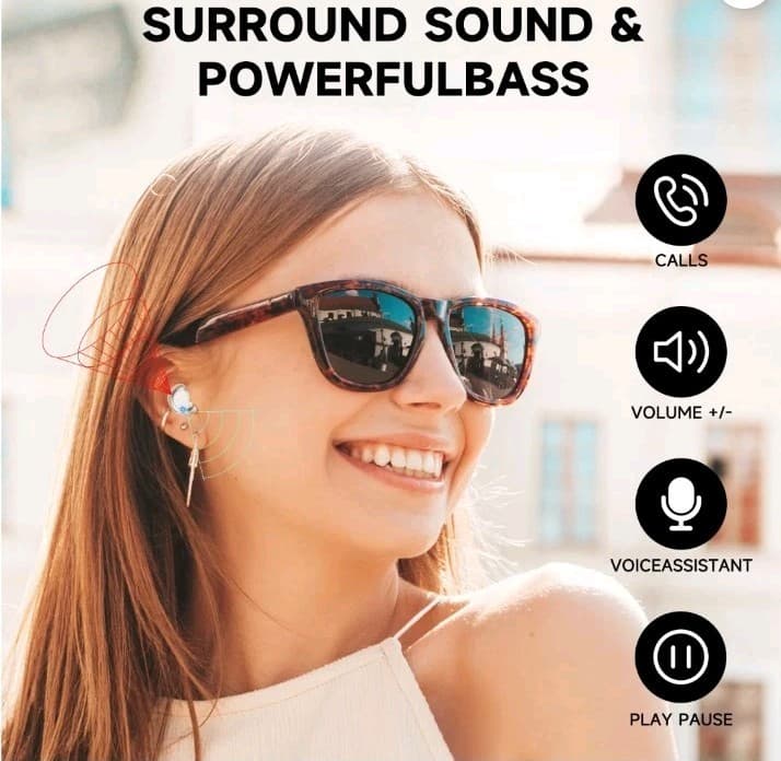 Bluetooth Ear-Hook In-Ear Earbuds IPX7 Waterproof Noise Cancel Beige - Thumbnail 7