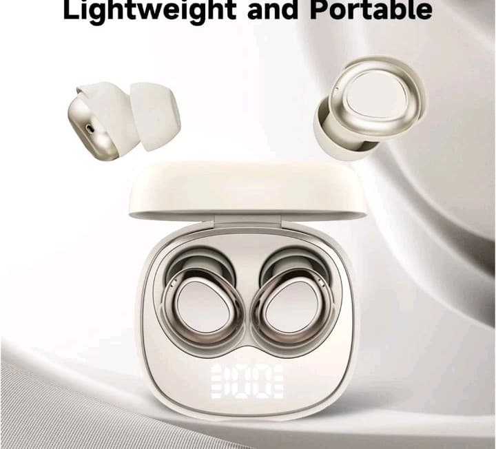 Bluetooth Ear-Hook In-Ear Earbuds IPX7 Waterproof Noise Cancel Beige - Thumbnail 11