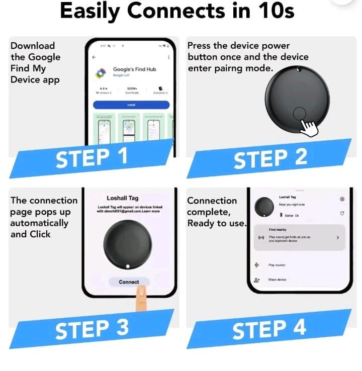 NIB, pack of 4, Bluetooth Tracker, IP68 Waterproof, 1 Year Battery, Android - Thumbnail 10