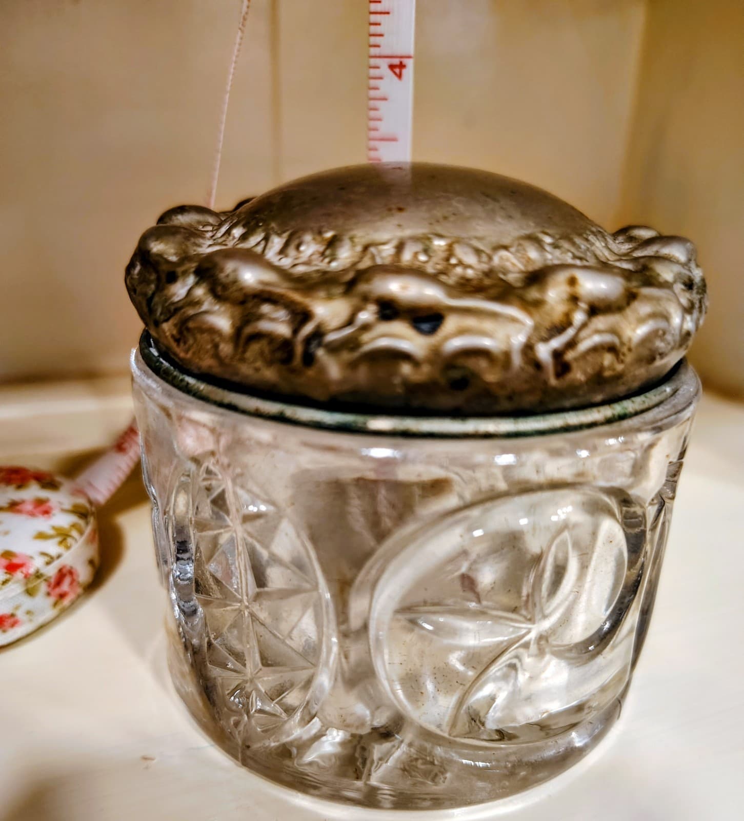 Antique 1880-1890 Ornate Cut Glass Jar With Silver Lid - Thumbnail 7