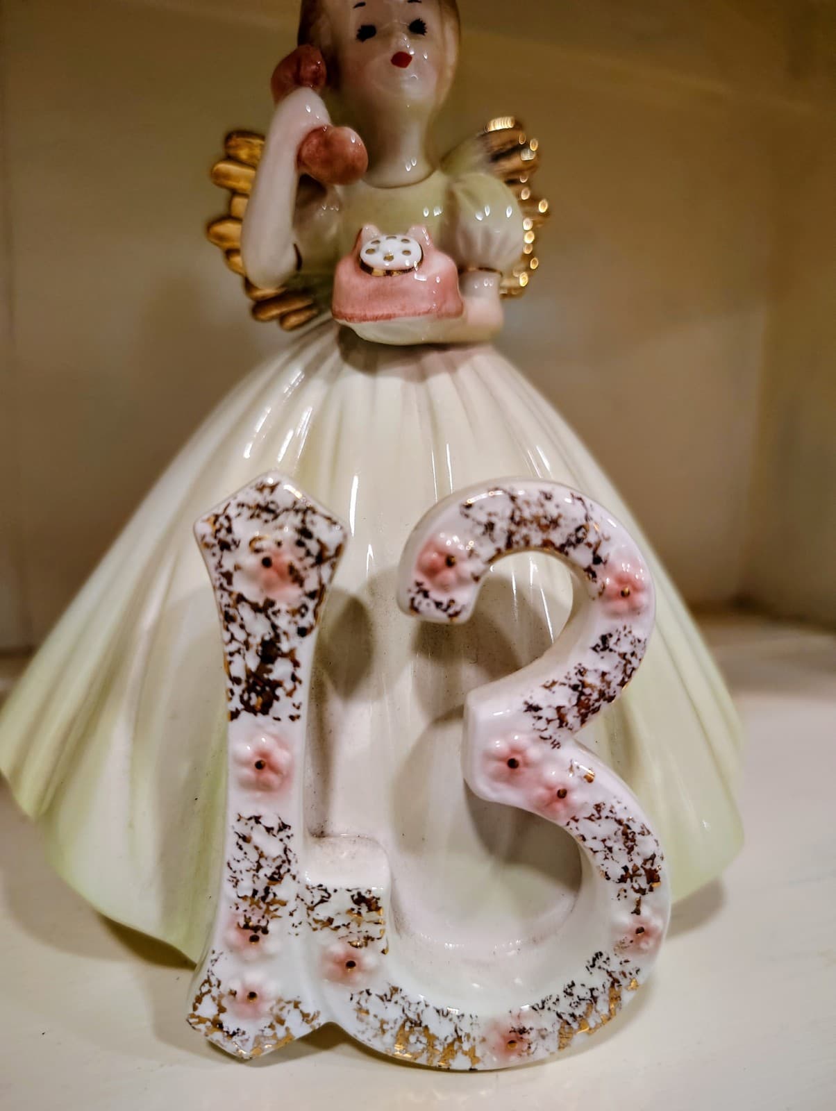 Vintage Josef Originals, Angel Girl Birthday Figurine Age 13, Porcelain EUC - Thumbnail 2