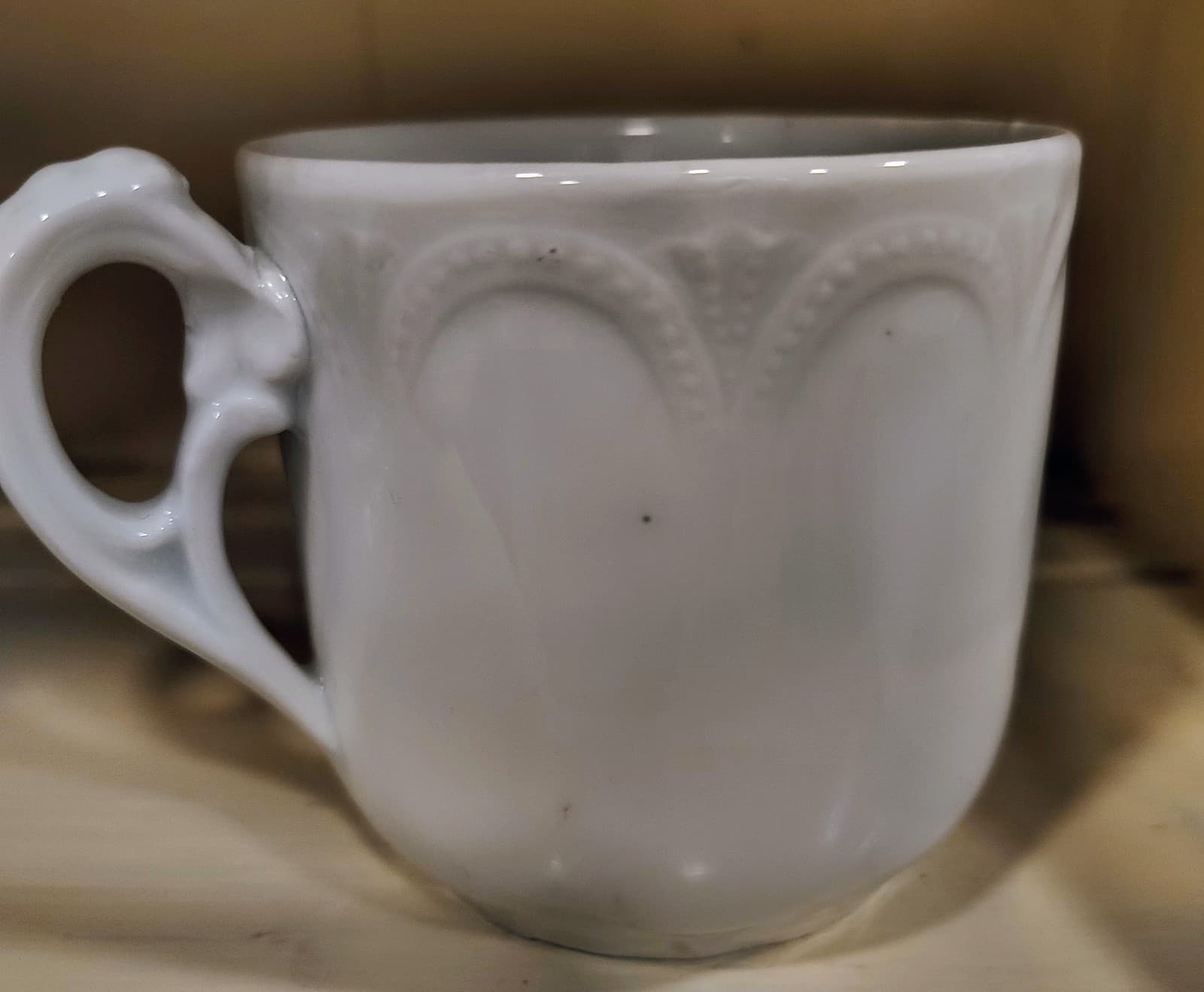 Vintage Early 1900's Porcelain Teacup, Pink Orange Roses - Thumbnail 3