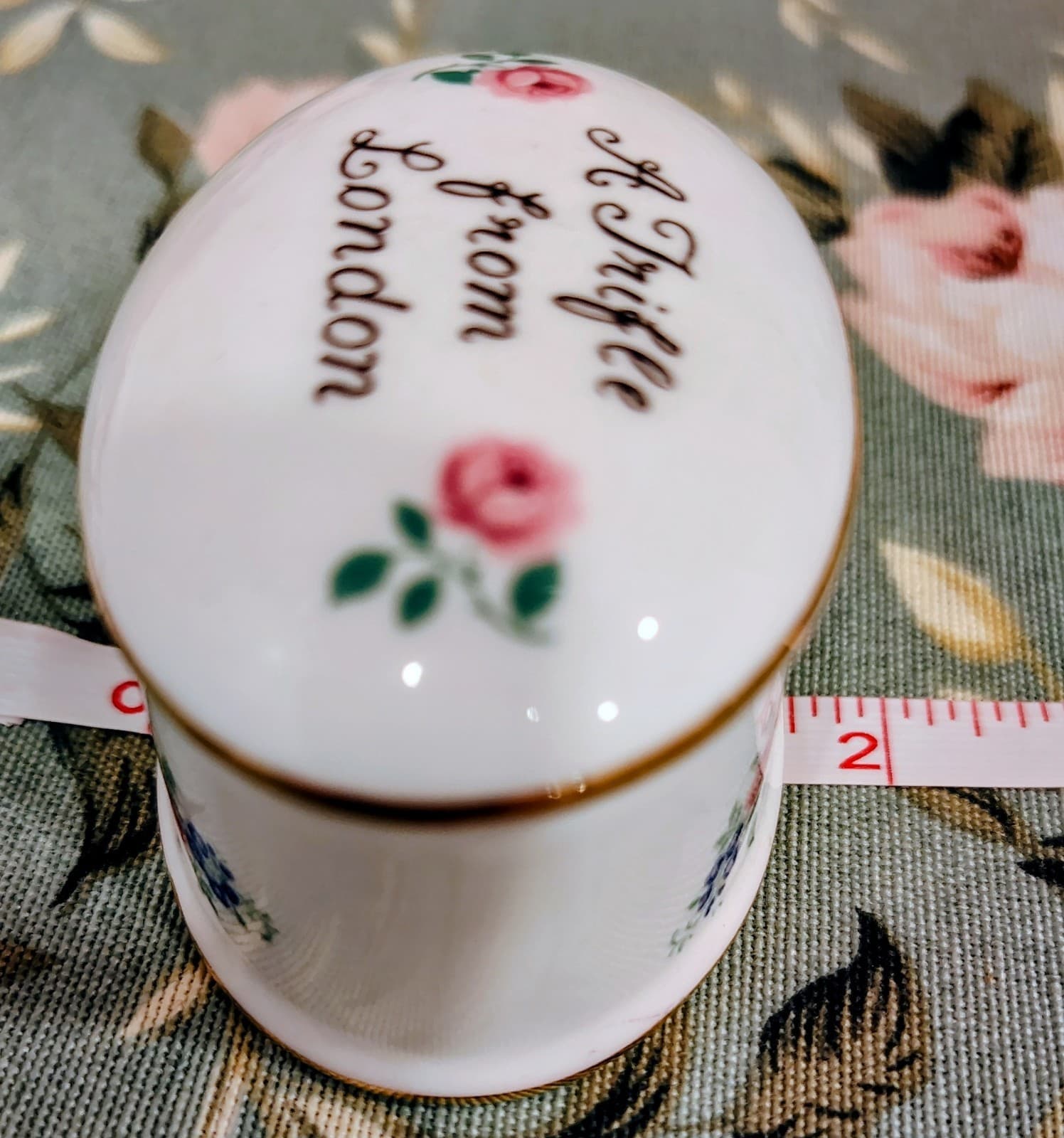 Vintage English Crown Staffordshire Oval Trinket Fine Bone China Box London EUC - Thumbnail 2