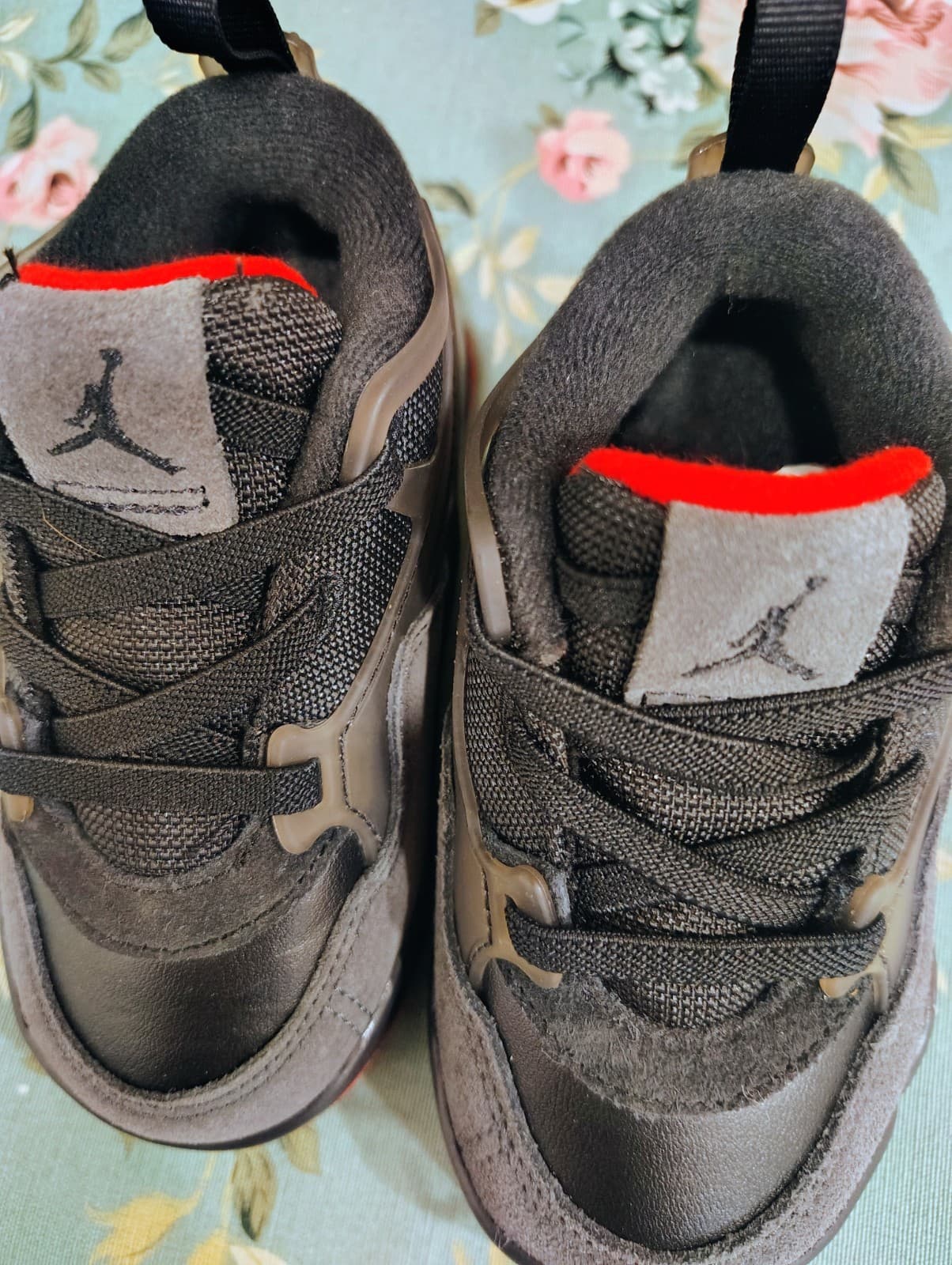 Jordan 4 RM Black Varsity Red Wolf Toddler Sneaker US 7C, MSRP $166 - Thumbnail 4