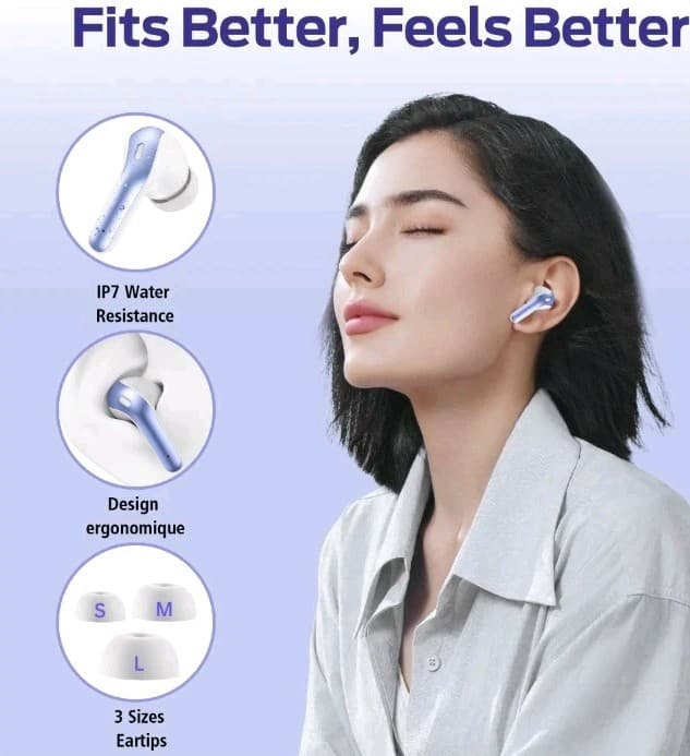 NIB X8 Bluetooth 5.4 Wireless Earbuds Blue, Touch Control, Dual Display, IP7 - Thumbnail 7