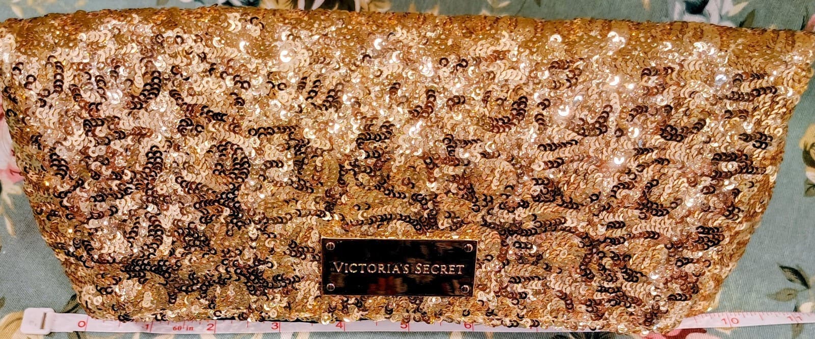 Victoria’s Secret Gold Sequin Embellished Clutch Purse Wallet NWOT