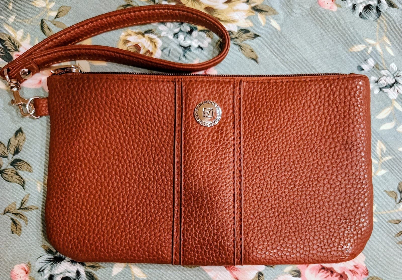Stone Mountain Brown Large Pebbled Leather Wristlet Strap