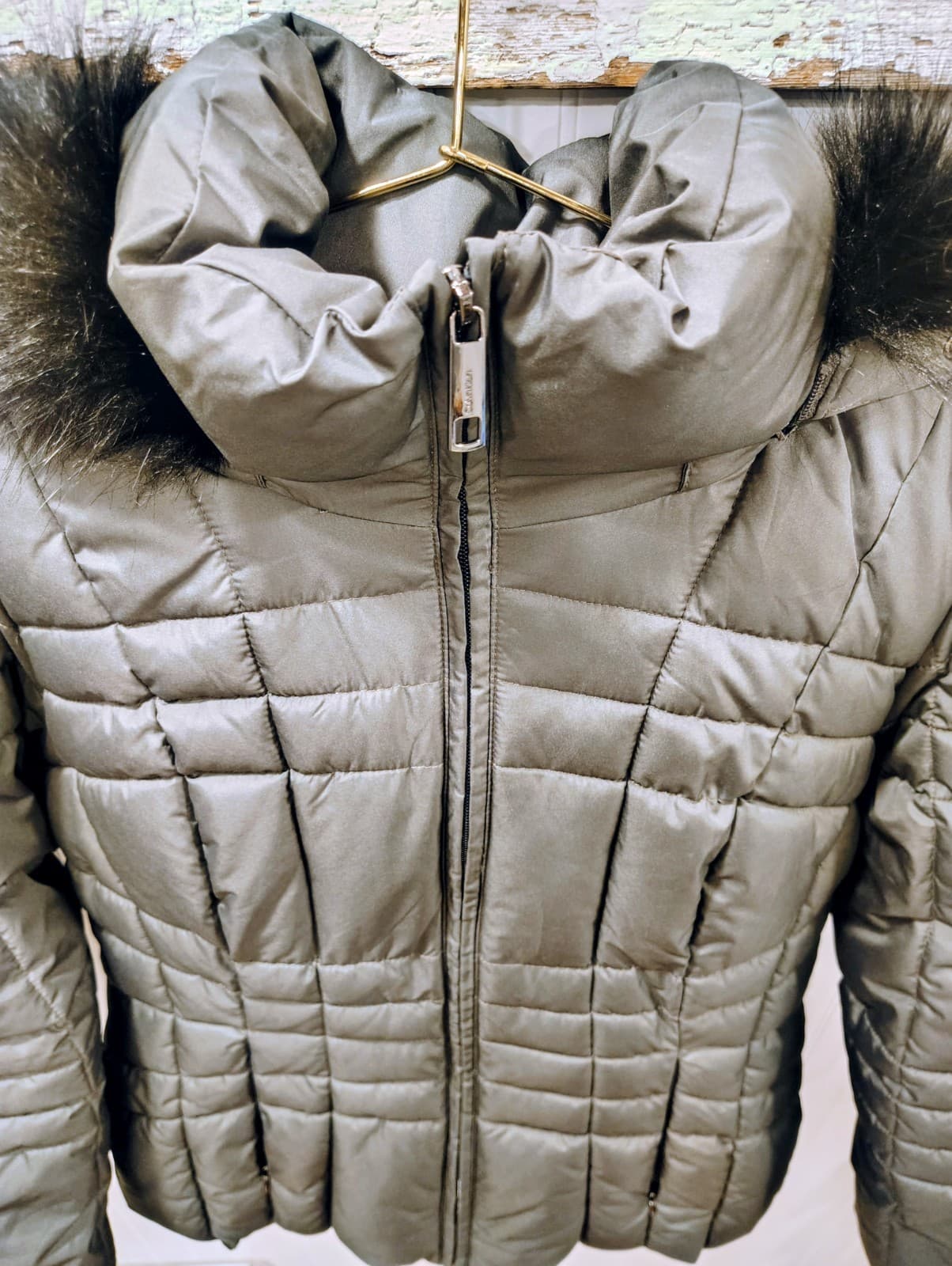 NWOT Calvin Klein Women's Winter Puffer jacket coat, Charcoal Gray, Size M, $180 - Thumbnail 11