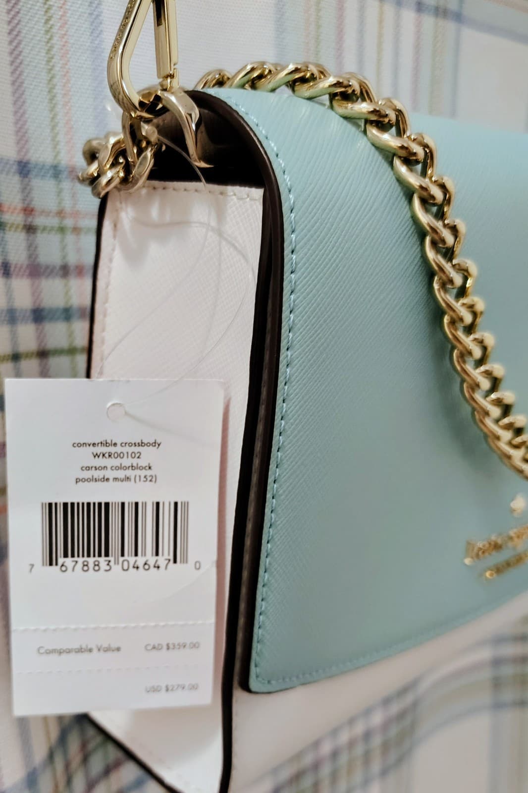 NWT Kate Spade New York Carson Women's Crossbody - Mint/White, MSRP 279.00 - Thumbnail 5