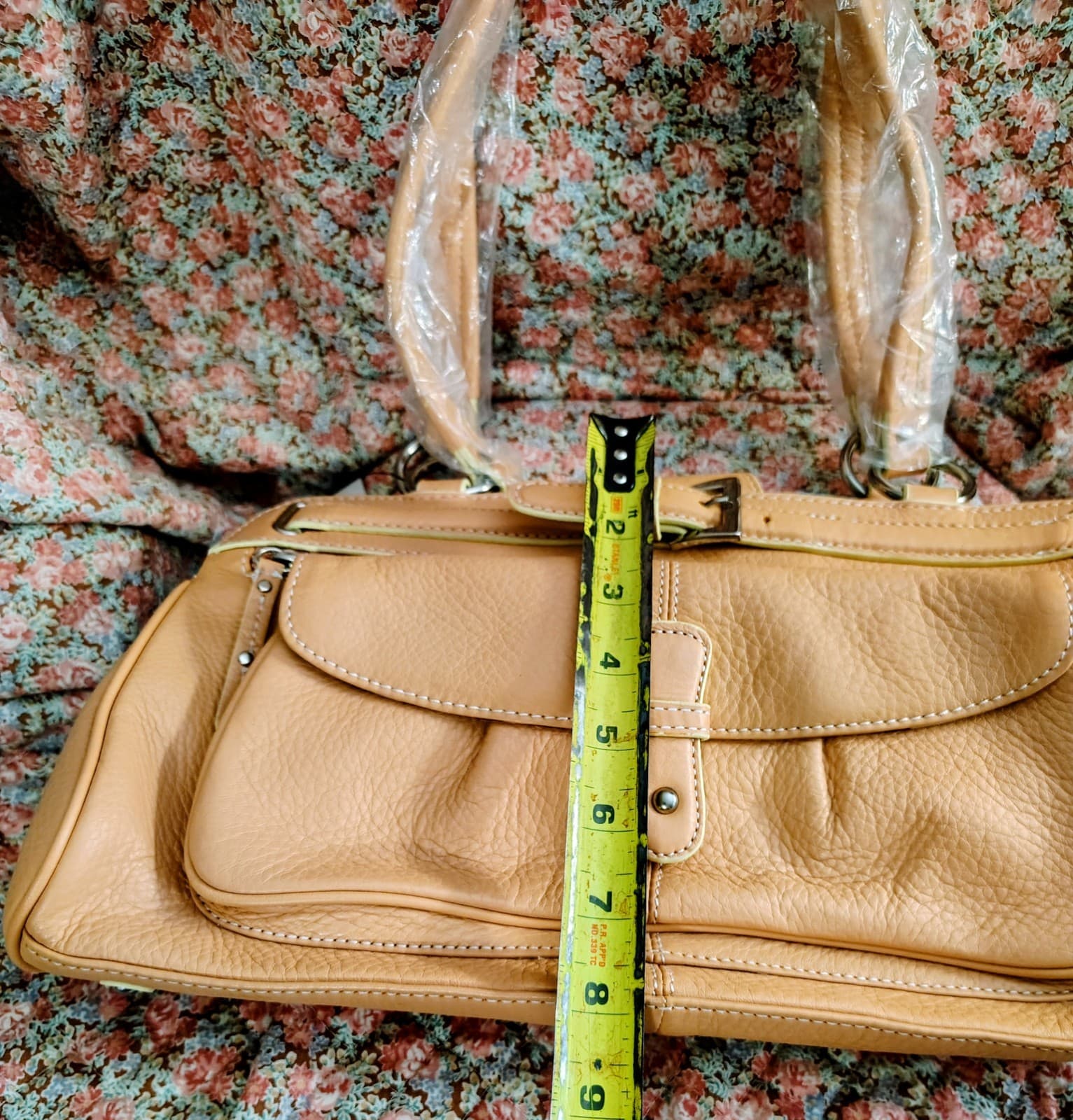 NWT Maxx NY Signature Apricot Pebbles Leather Handbag - Thumbnail 19