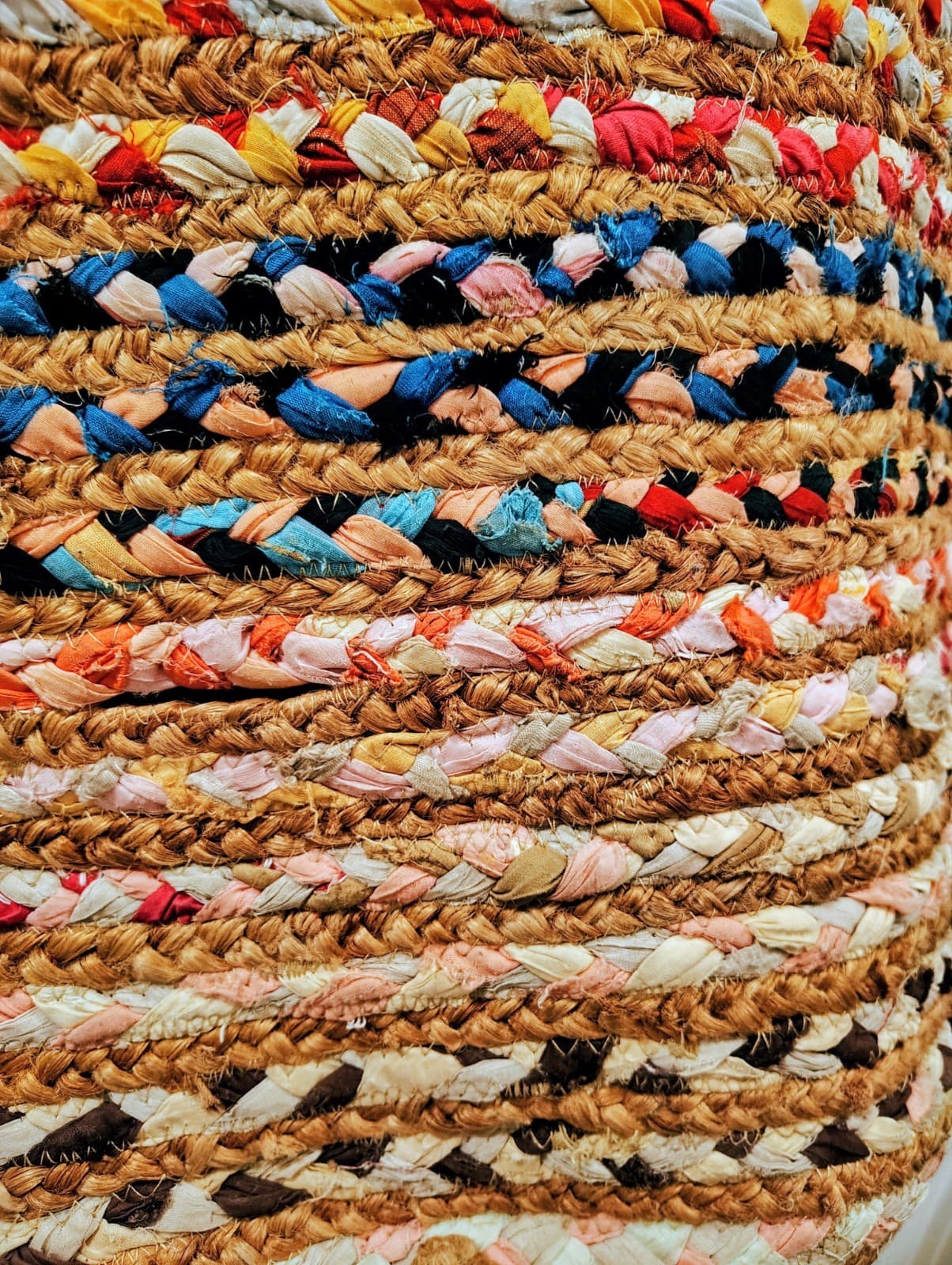 Handmade Bohemian Woven Jute And Fabric Woven Tote Bag - Thumbnail 7