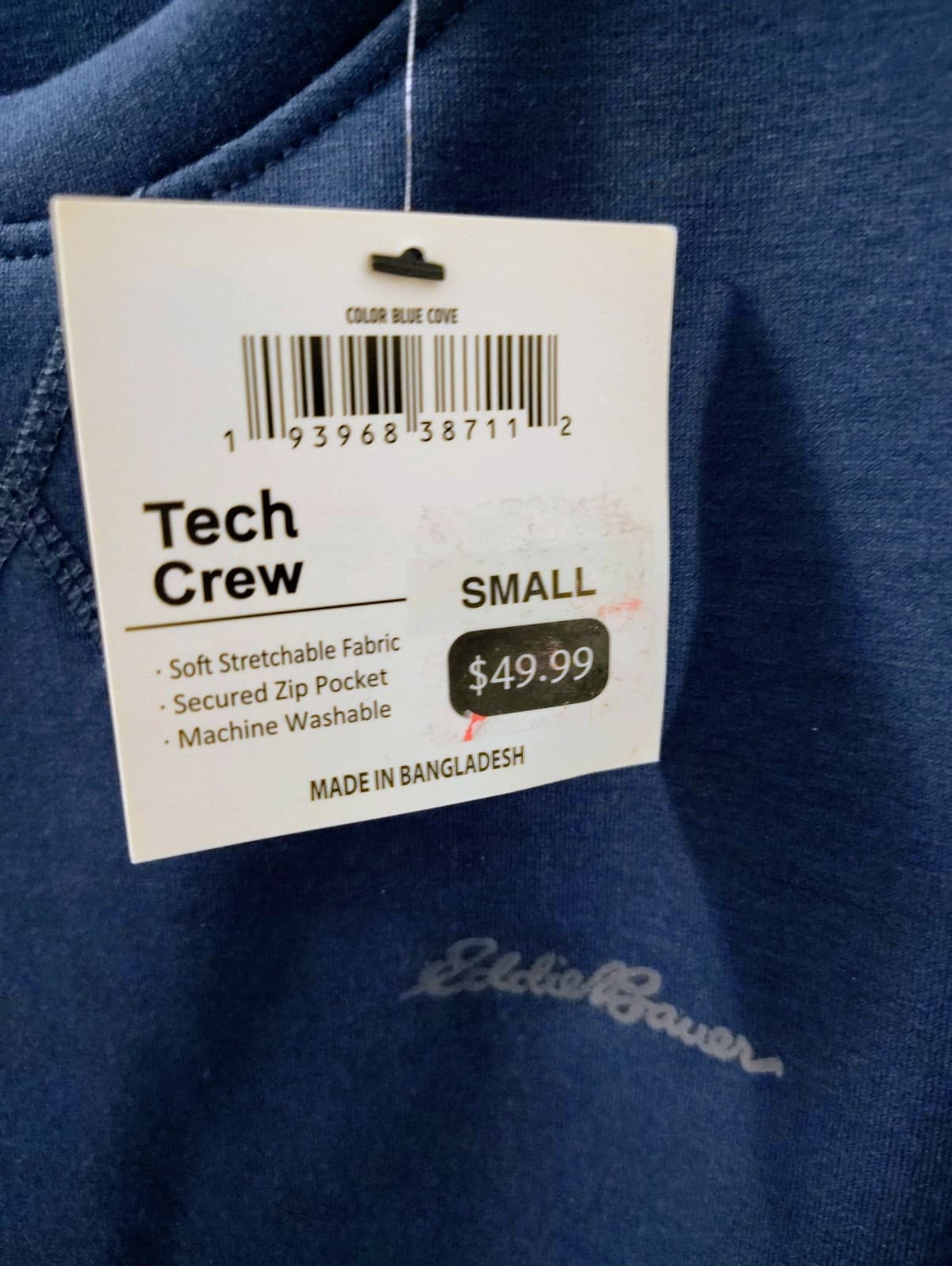NWT Eddie Bauer men's Tech Crew Sweatshirt, dusty blue, Size Small - Thumbnail 4
