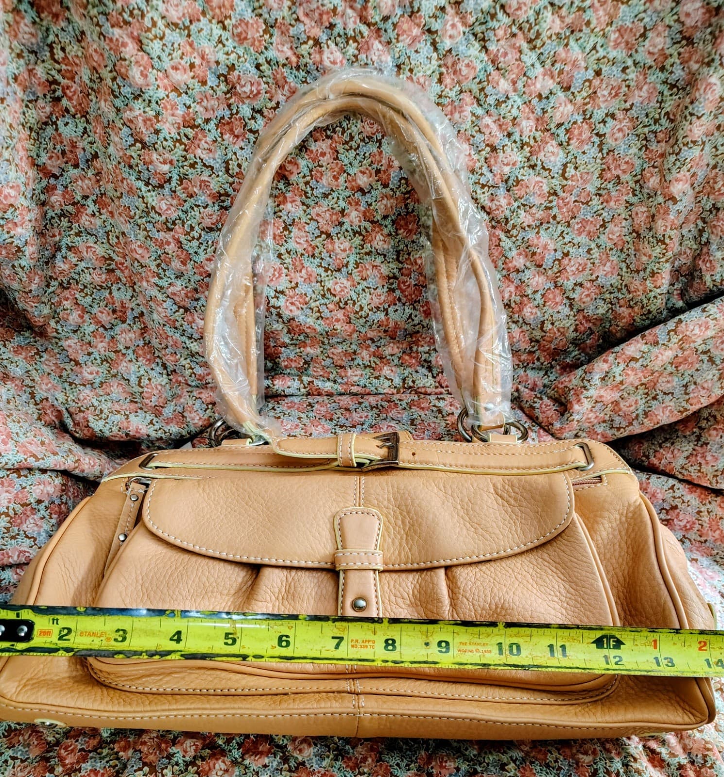 NWT Maxx NY Signature Apricot Pebbles Leather Handbag - Thumbnail 20
