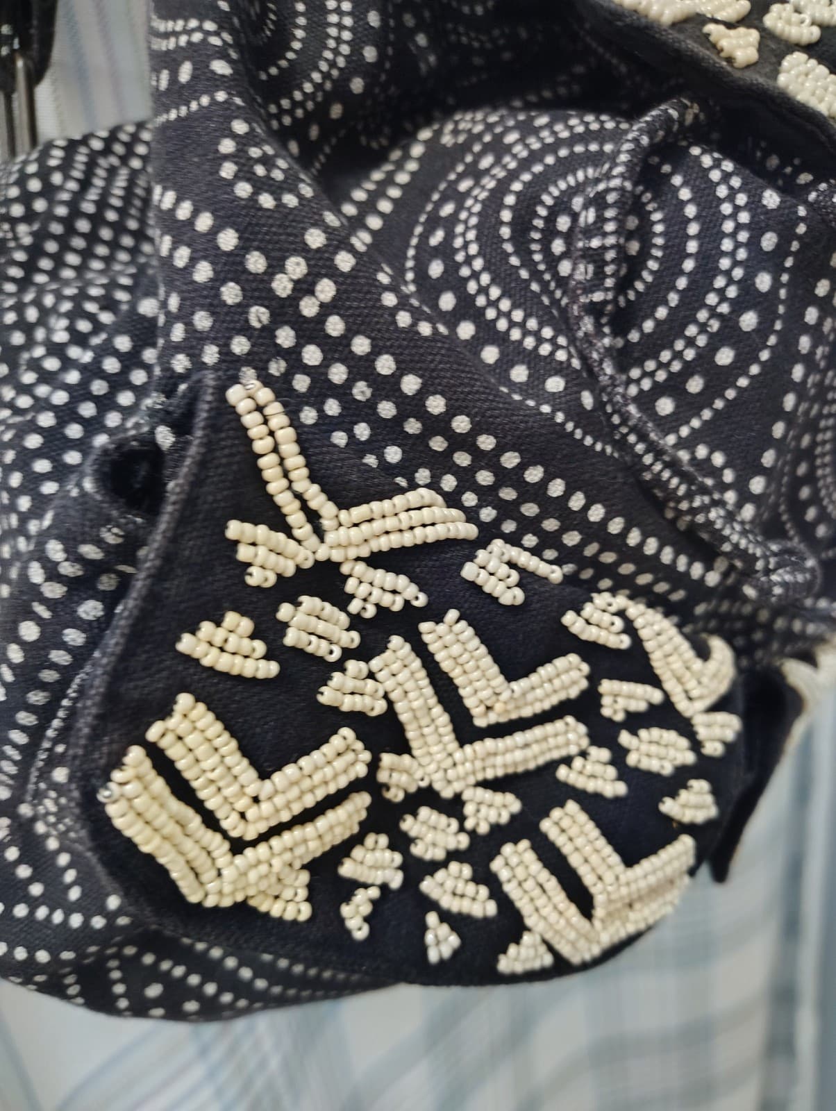Mossimo Beaded Black White Bohemian Mandala Hippie Backpack - Thumbnail 12