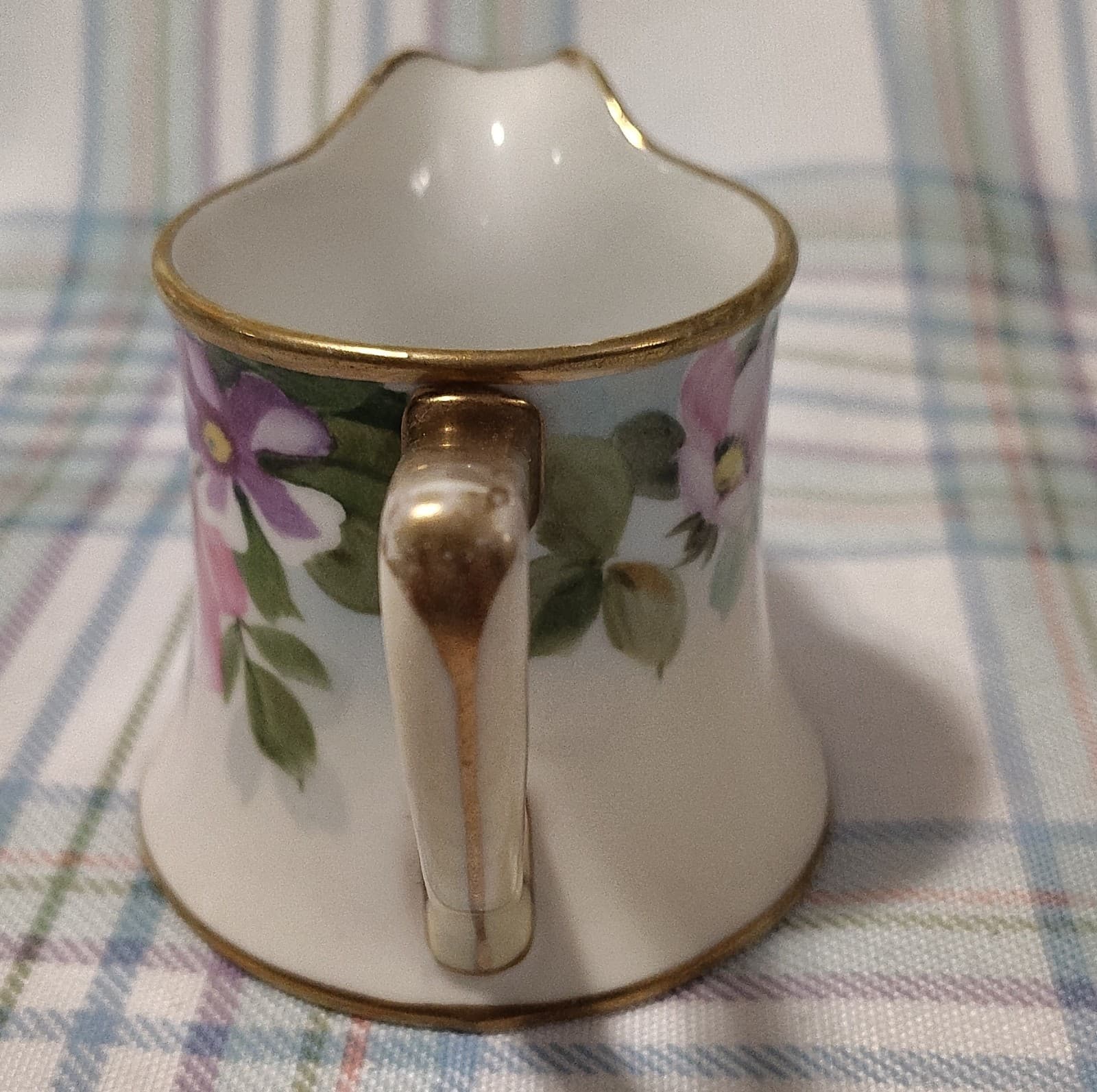 Vintage Nippon Hand Painted Floral Porcelain Creamer Gold Trim Vintage Pottery - Thumbnail 3