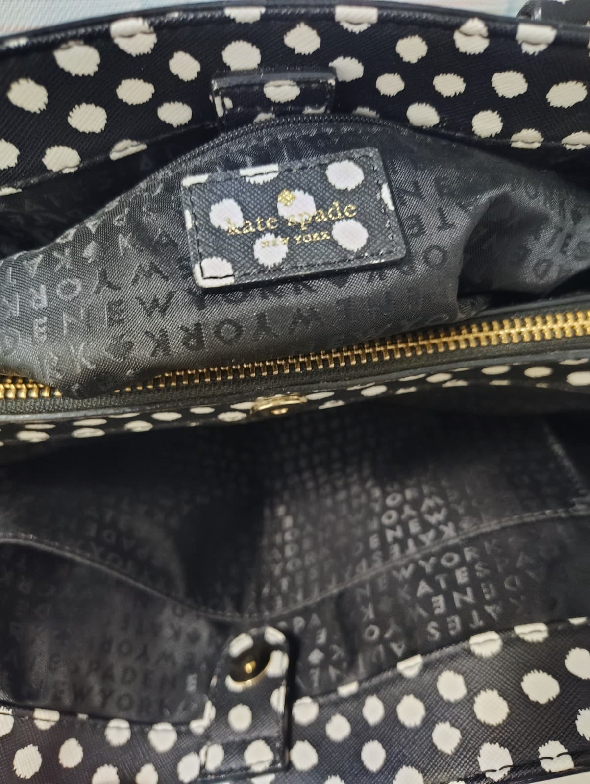 NWOT Kate Spade NY Saffiano Leather Musical Dot Black White Satchel Bag - Thumbnail 12