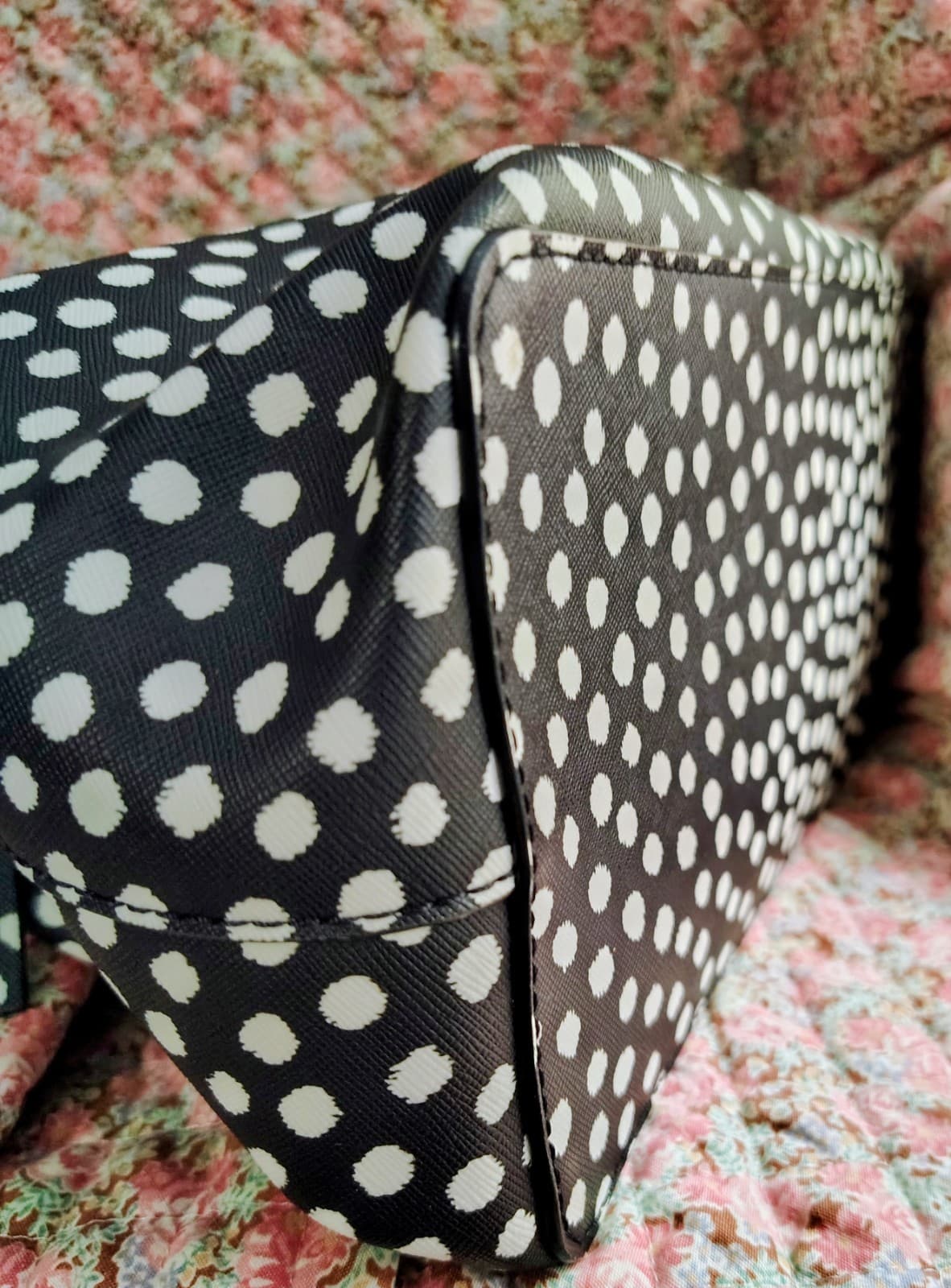 NWOT Kate Spade NY Saffiano Leather Musical Dot Black White Satchel Bag - Thumbnail 7