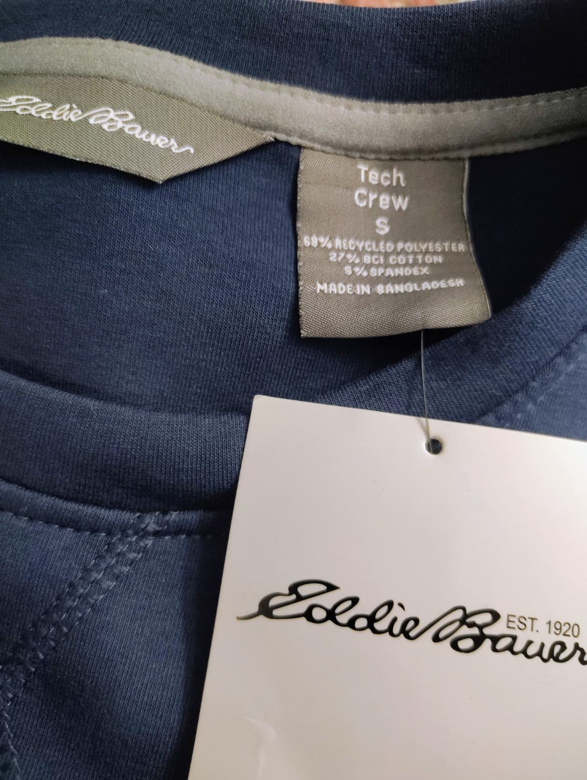 NWT Eddie Bauer men's Tech Crew Sweatshirt, dusty blue, Size Small - Thumbnail 2