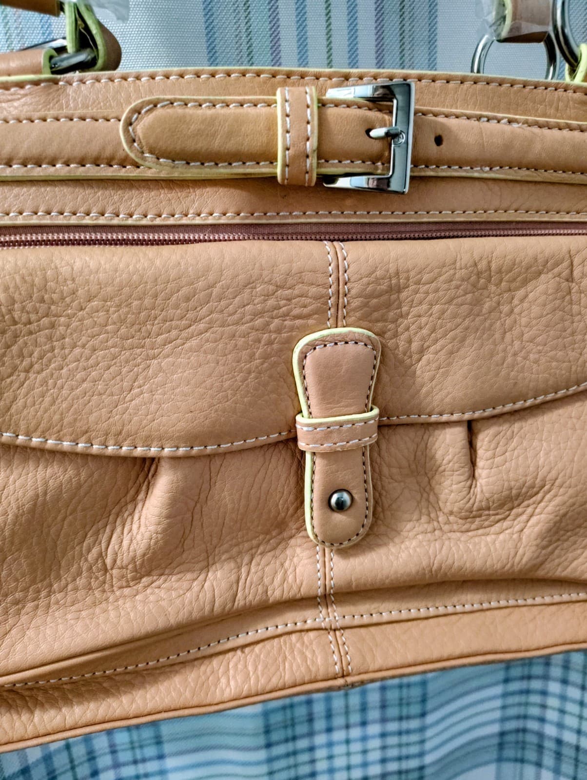 NWT Maxx NY Signature Apricot Pebbles Leather Handbag