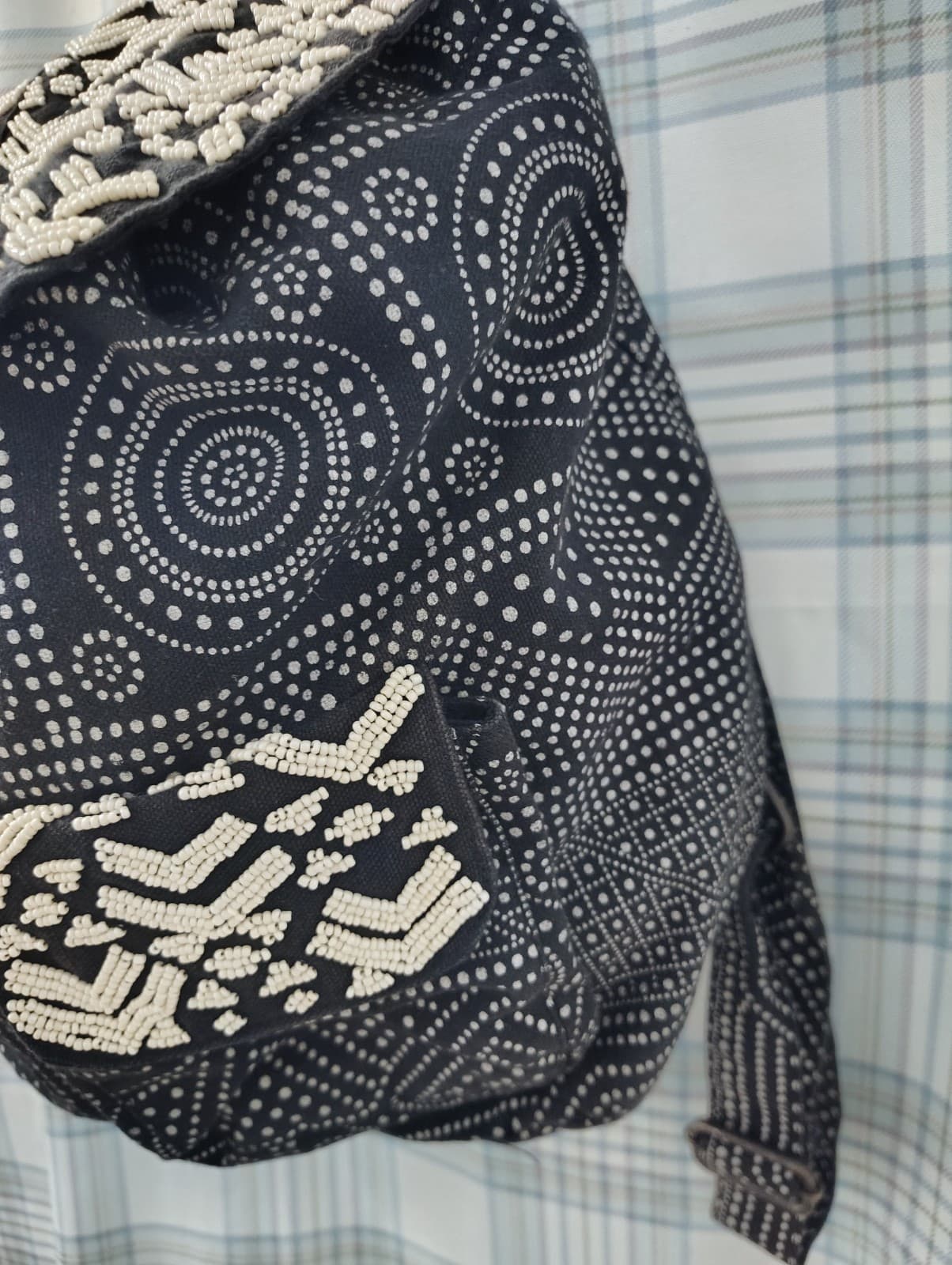 Mossimo Beaded Black White Bohemian Mandala Hippie Backpack - Thumbnail 5