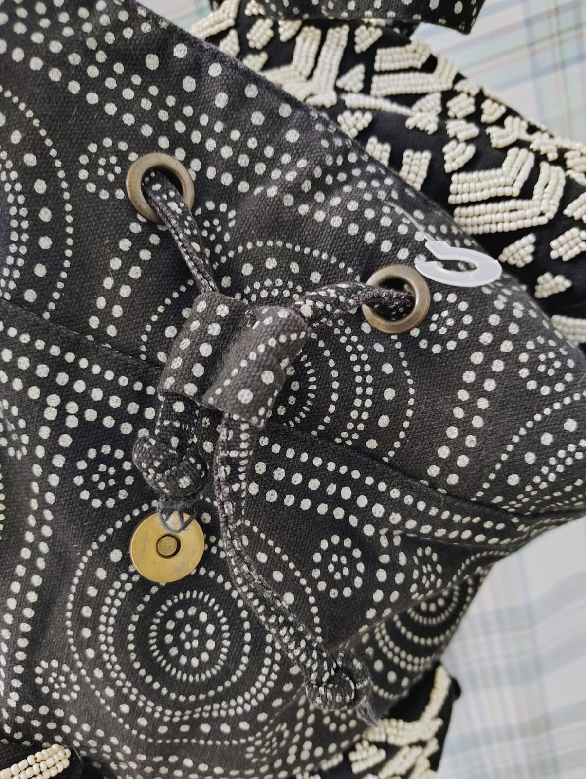 Mossimo Beaded Black White Bohemian Mandala Hippie Backpack - Thumbnail 11