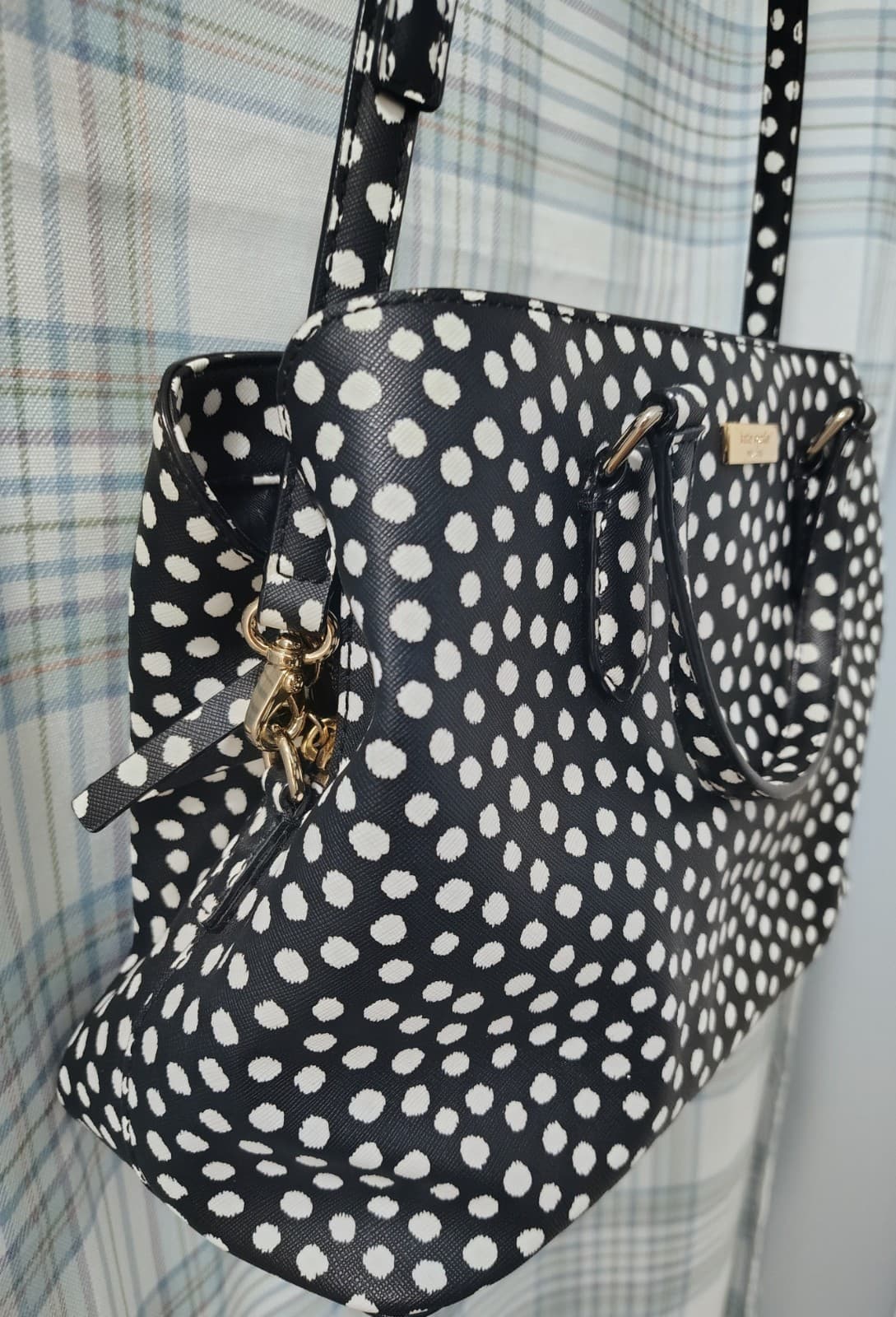 NWOT Kate Spade NY Saffiano Leather Musical Dot Black White Satchel Bag - Thumbnail 10