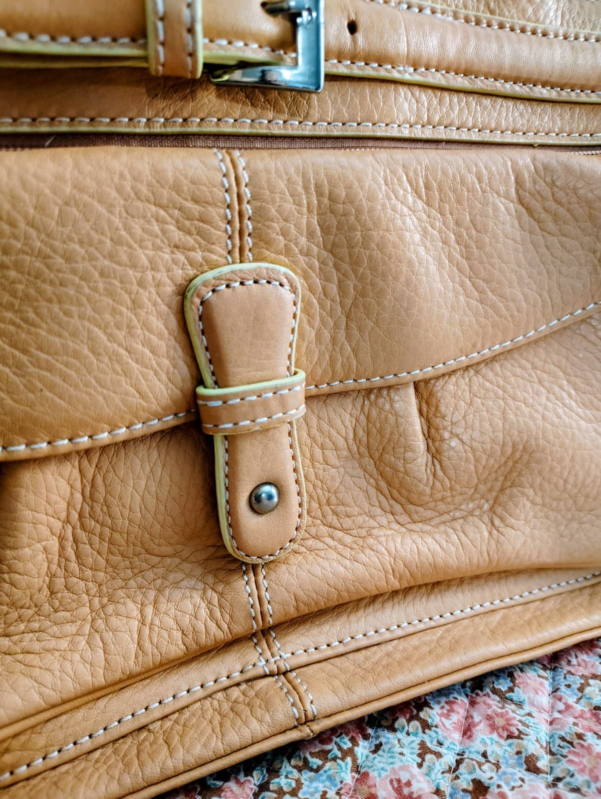 NWT Maxx NY Signature Apricot Pebbles Leather Handbag - Thumbnail 18