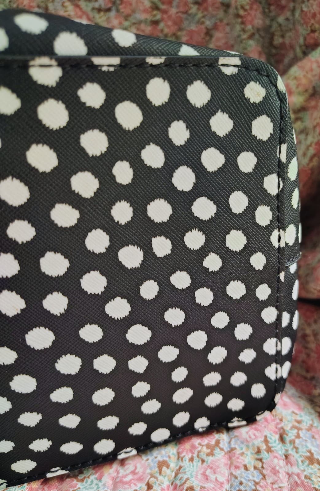 NWOT Kate Spade NY Saffiano Leather Musical Dot Black White Satchel Bag - Thumbnail 3