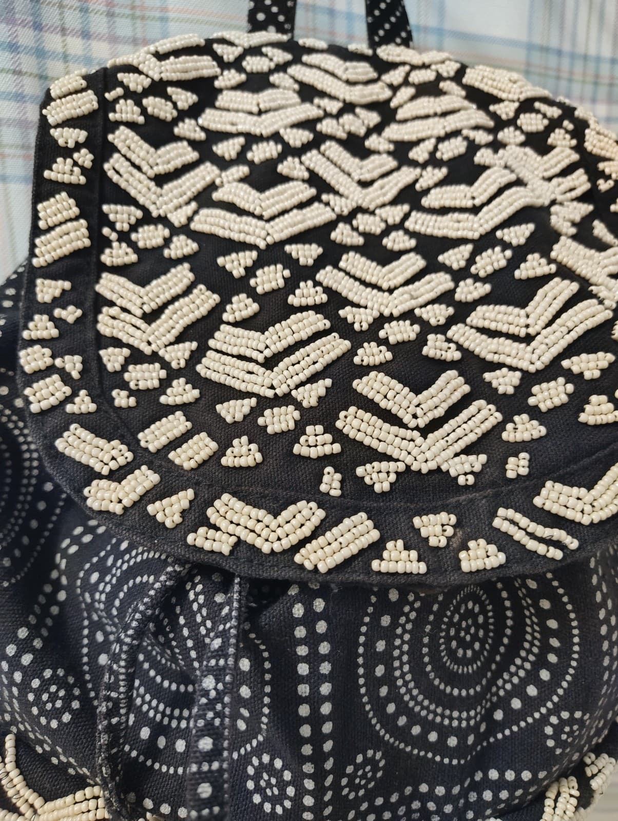 Mossimo Beaded Black White Bohemian Mandala Hippie Backpack - Thumbnail 6