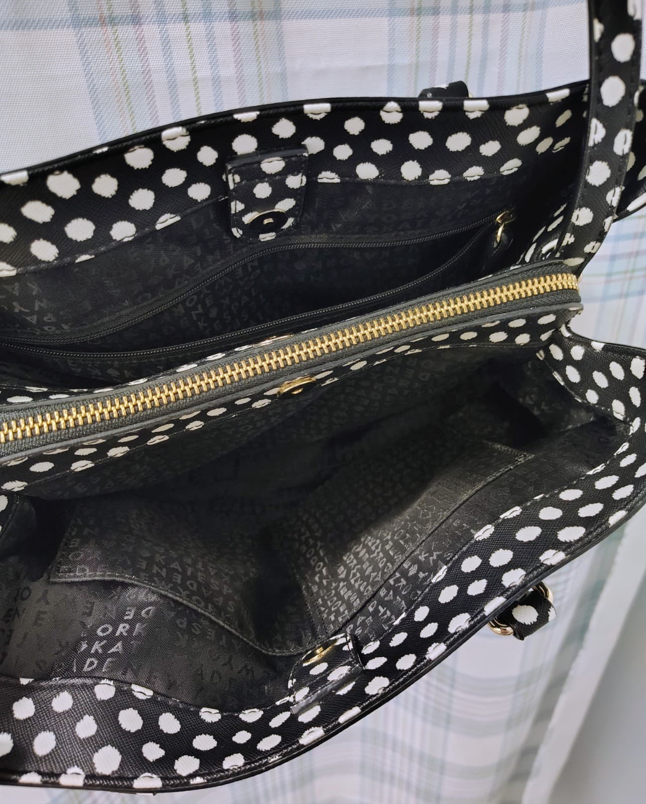 NWOT Kate Spade NY Saffiano Leather Musical Dot Black White Satchel Bag - Thumbnail 11