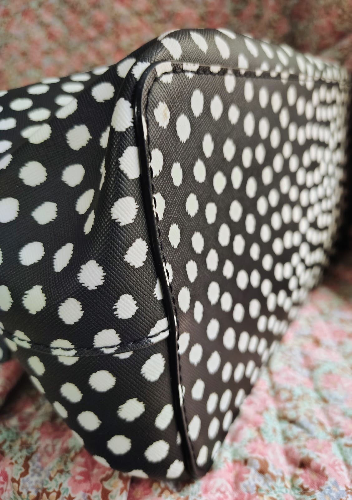NWOT Kate Spade NY Saffiano Leather Musical Dot Black White Satchel Bag - Thumbnail 4