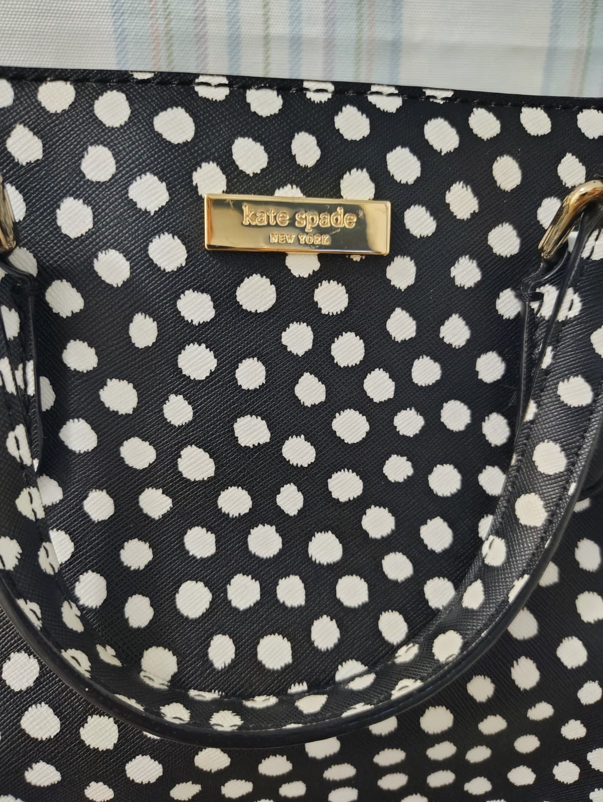 NWOT Kate Spade NY Saffiano Leather Musical Dot Black White Satchel Bag - Thumbnail 14