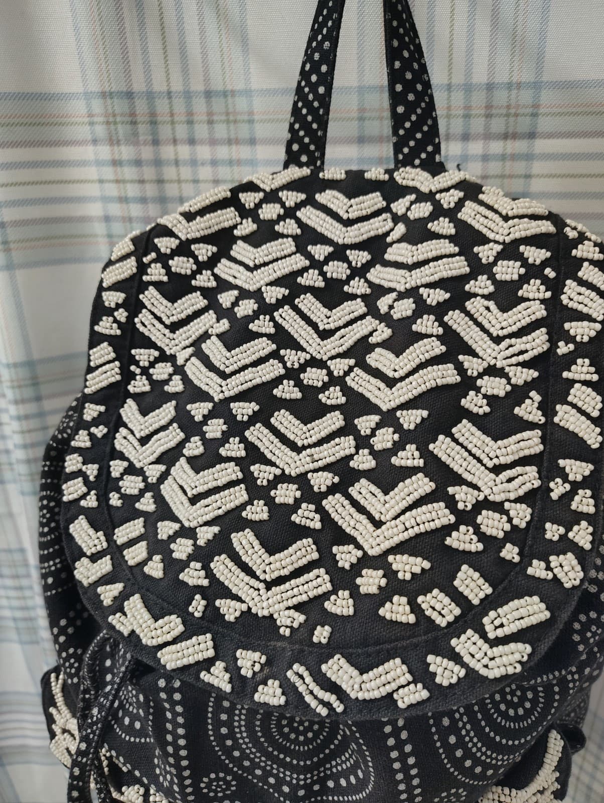 Mossimo Beaded Black White Bohemian Mandala Hippie Backpack - Thumbnail 4
