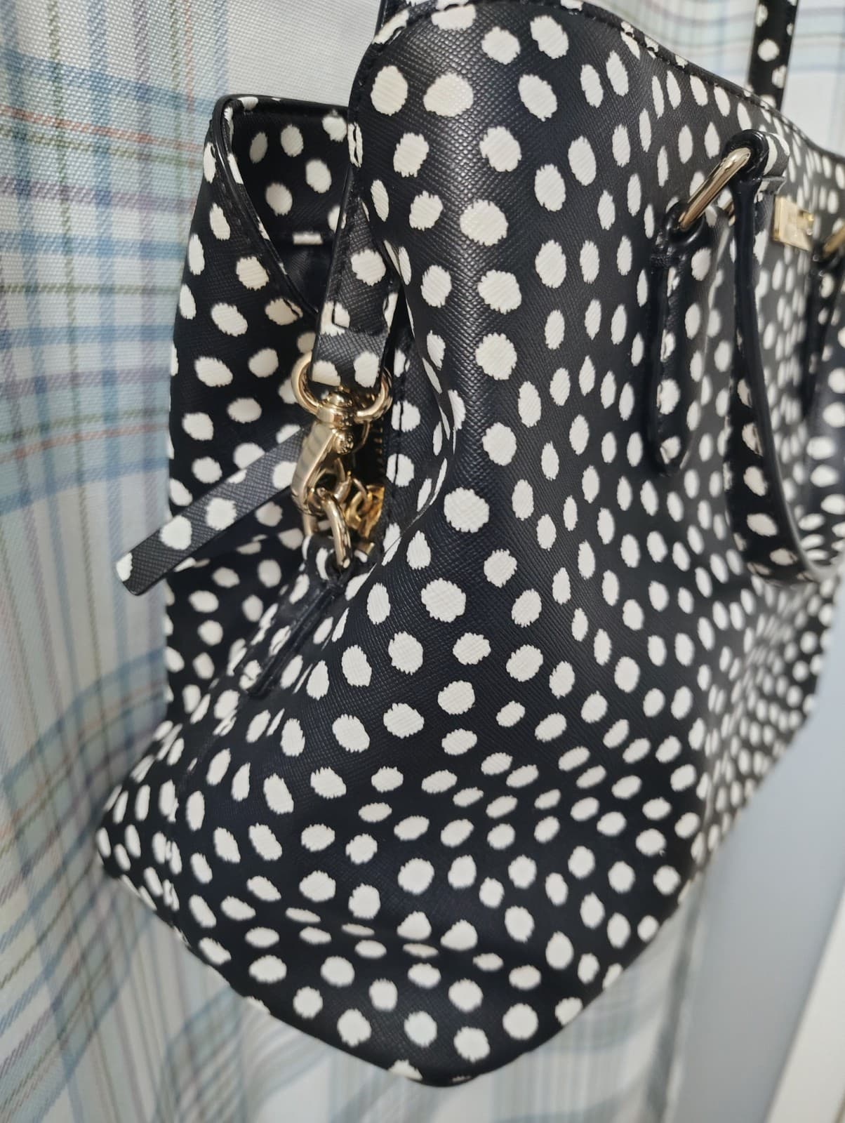 NWOT Kate Spade NY Saffiano Leather Musical Dot Black White Satchel Bag - Thumbnail 13