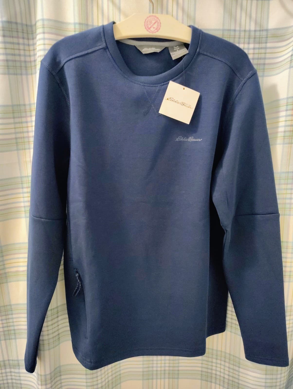 NWT Eddie Bauer men's Tech Crew Sweatshirt, dusty blue, Size Small - Thumbnail 5