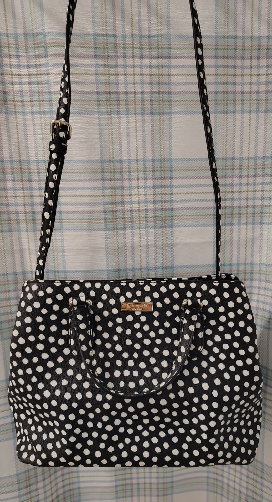 NWOT Kate Spade NY Saffiano Leather Musical Dot Black White Satchel Bag - Thumbnail 16