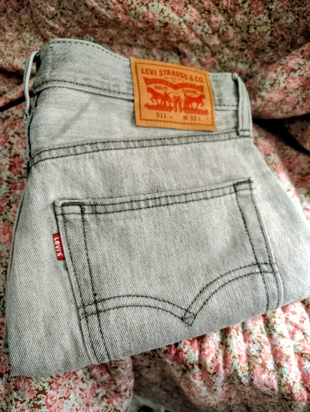 Levi's 511 Denim jean shorts distressed gray wash