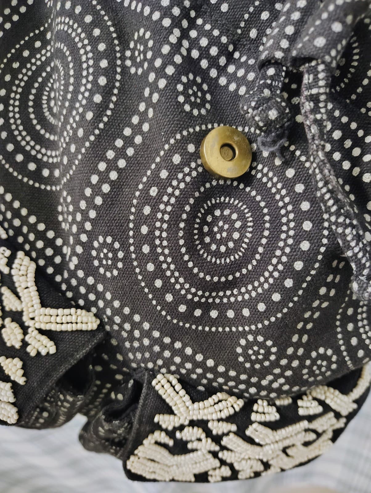 Mossimo Beaded Black White Bohemian Mandala Hippie Backpack - Thumbnail 10