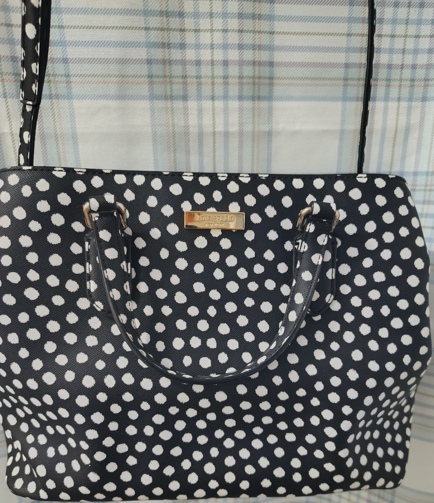 NWOT Kate Spade NY Saffiano Leather Musical Dot Black White Satchel Bag - Thumbnail 15