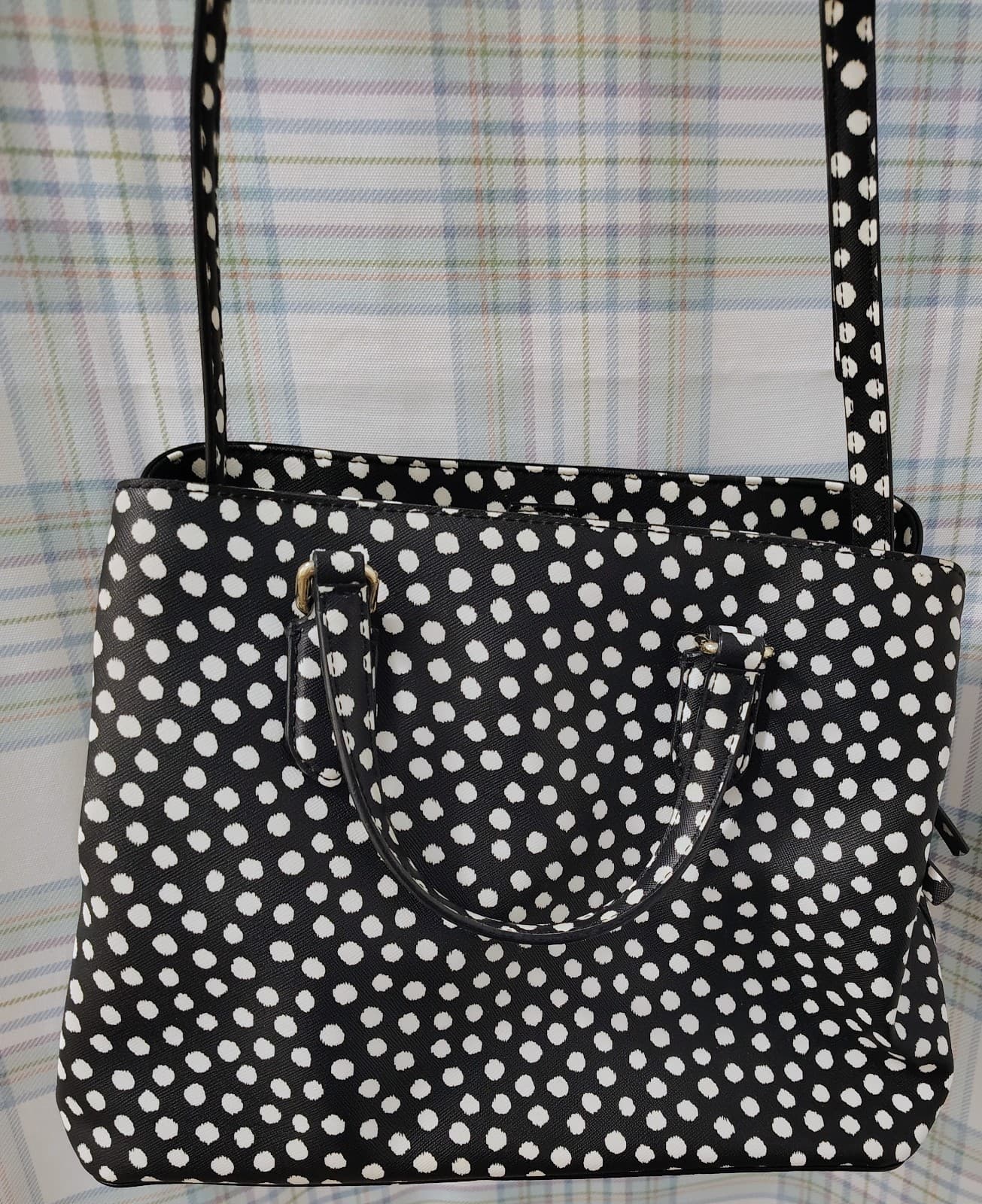 NWOT Kate Spade NY Saffiano Leather Musical Dot Black White Satchel Bag - Thumbnail 8