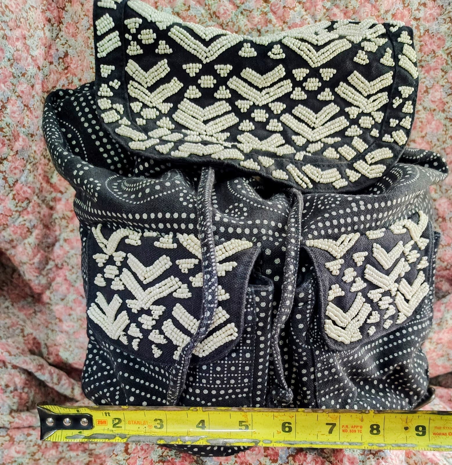 Mossimo Beaded Black White Bohemian Mandala Hippie Backpack - Thumbnail 23