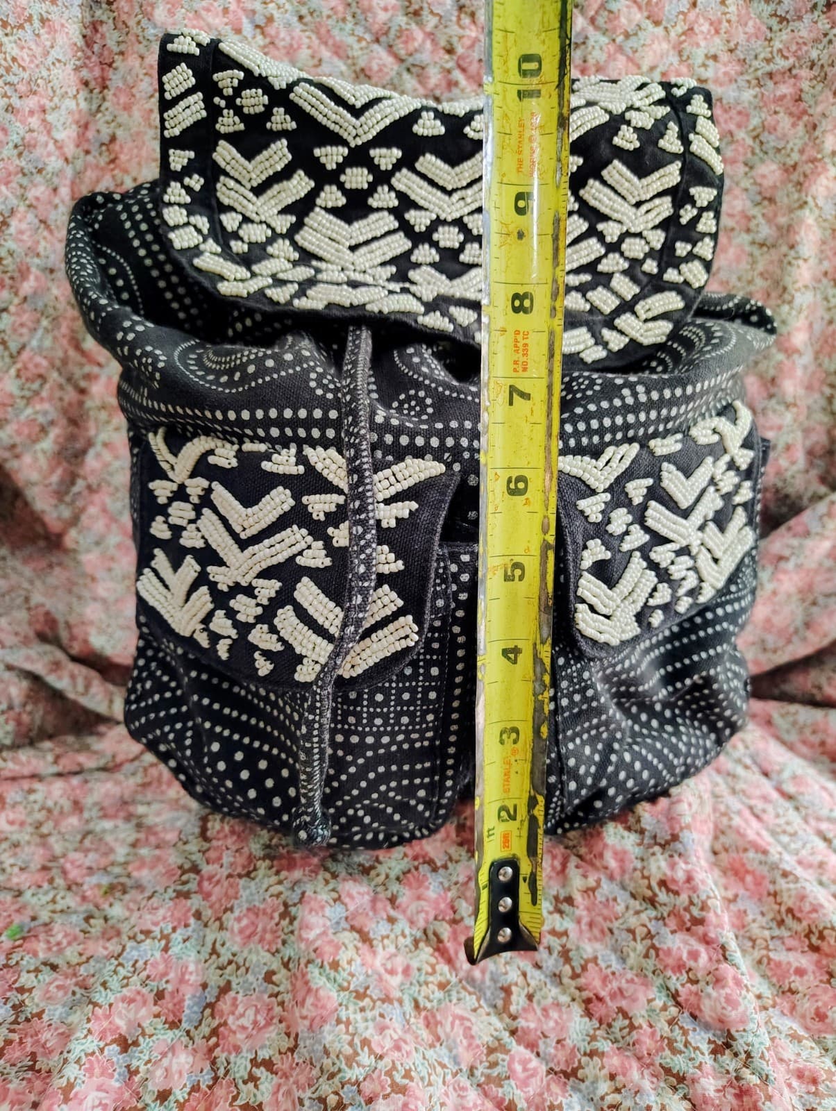 Mossimo Beaded Black White Bohemian Mandala Hippie Backpack - Thumbnail 22