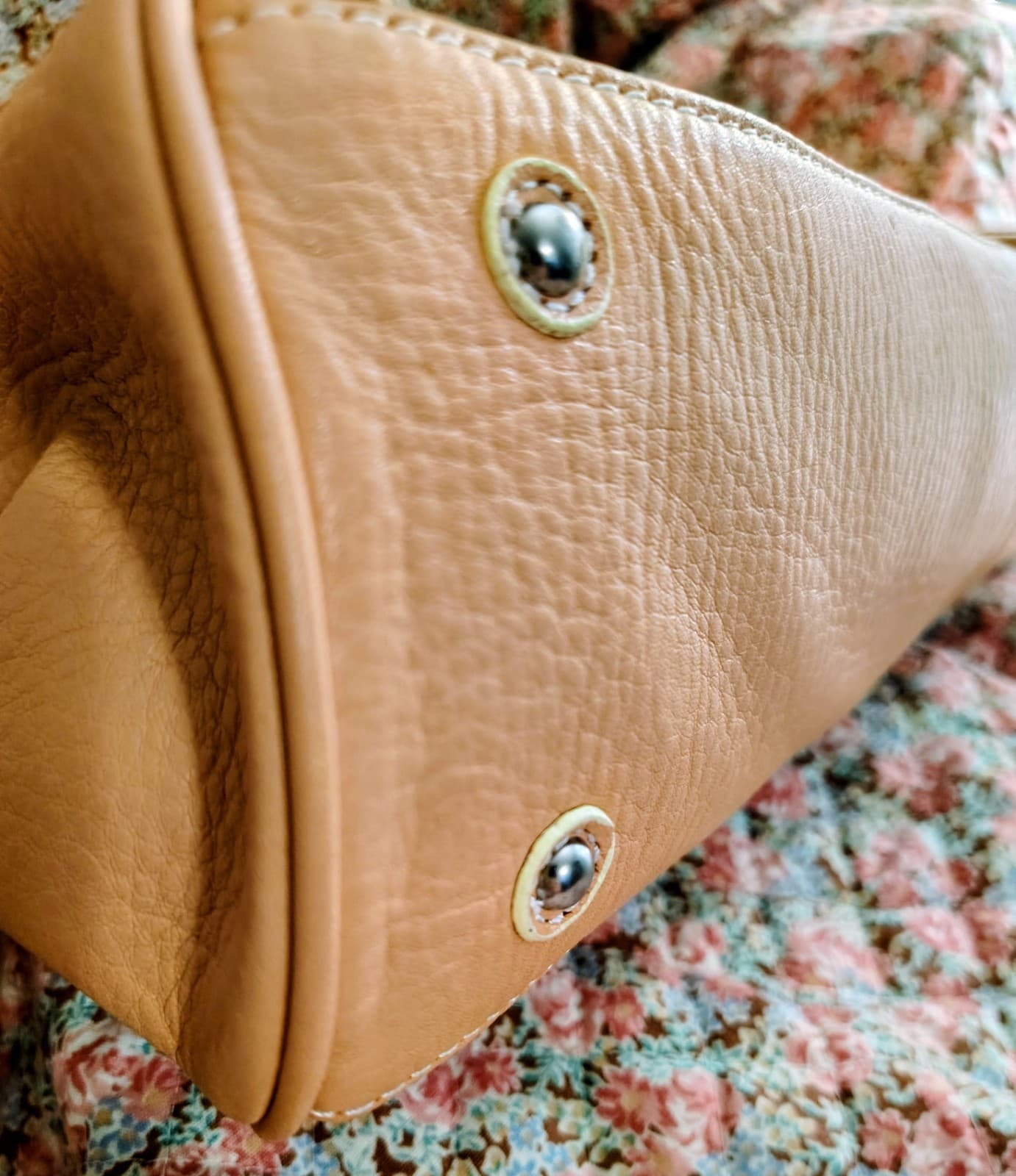 NWT Maxx NY Signature Apricot Pebbles Leather Handbag - Thumbnail 14