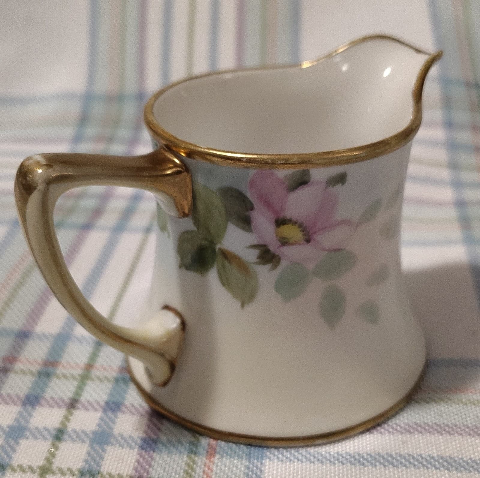Vintage Nippon Hand Painted Floral Porcelain Creamer Gold Trim Vintage Pottery - Thumbnail 4