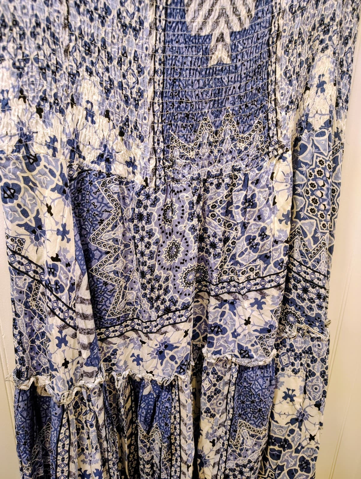 Strapless Summer Maxi Dress, Blue Floral, Women's XL-XXL - Thumbnail 2