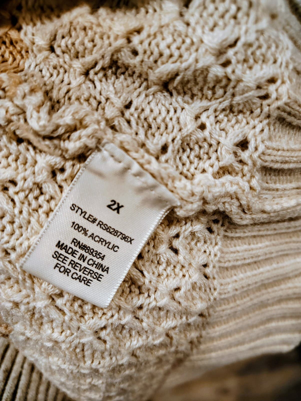 No Comment brand color-block cardigan, beige, rust brown, Women's Plus 2X - Thumbnail 8